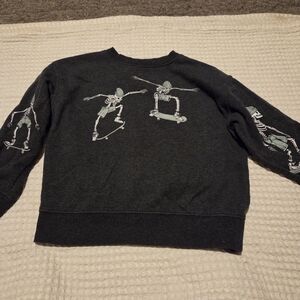 Old Navy Charcoal Skeleton Skateboard Crewneck Sweater
